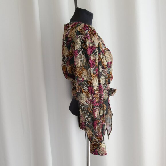 Ba&sh Leia Wrap Top Puff Sleeves Sz 4 - Picture 3 of 10